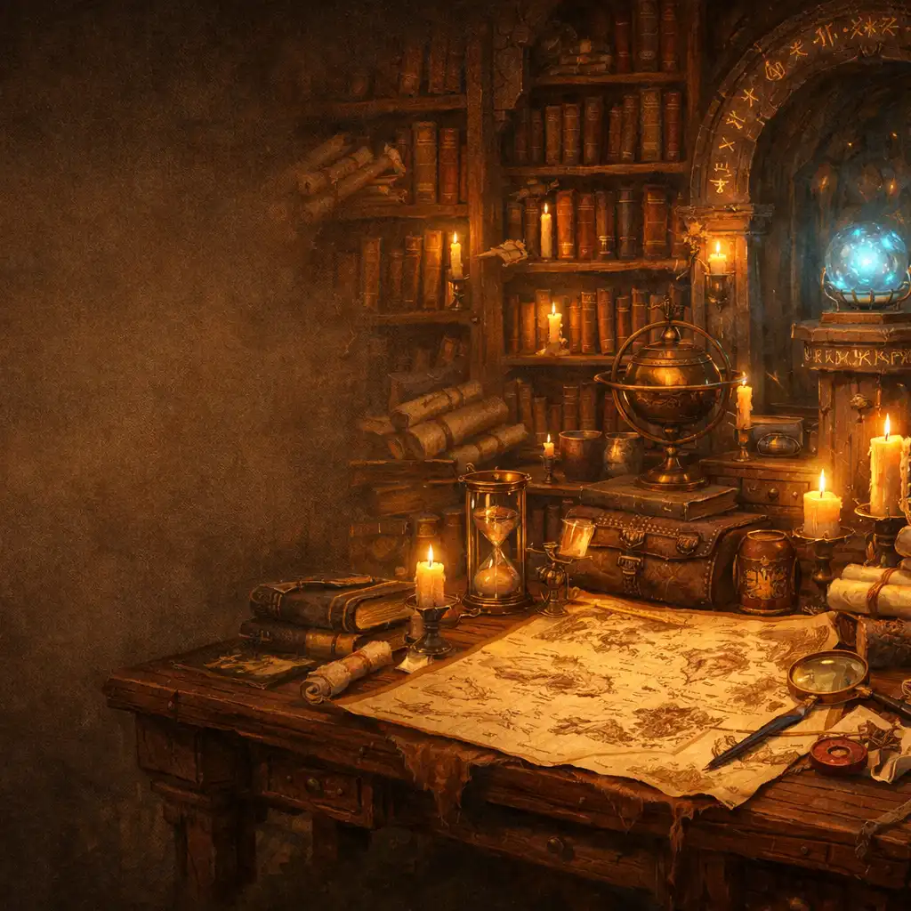 Fantastyczna biblioteka pełna run i zwojów